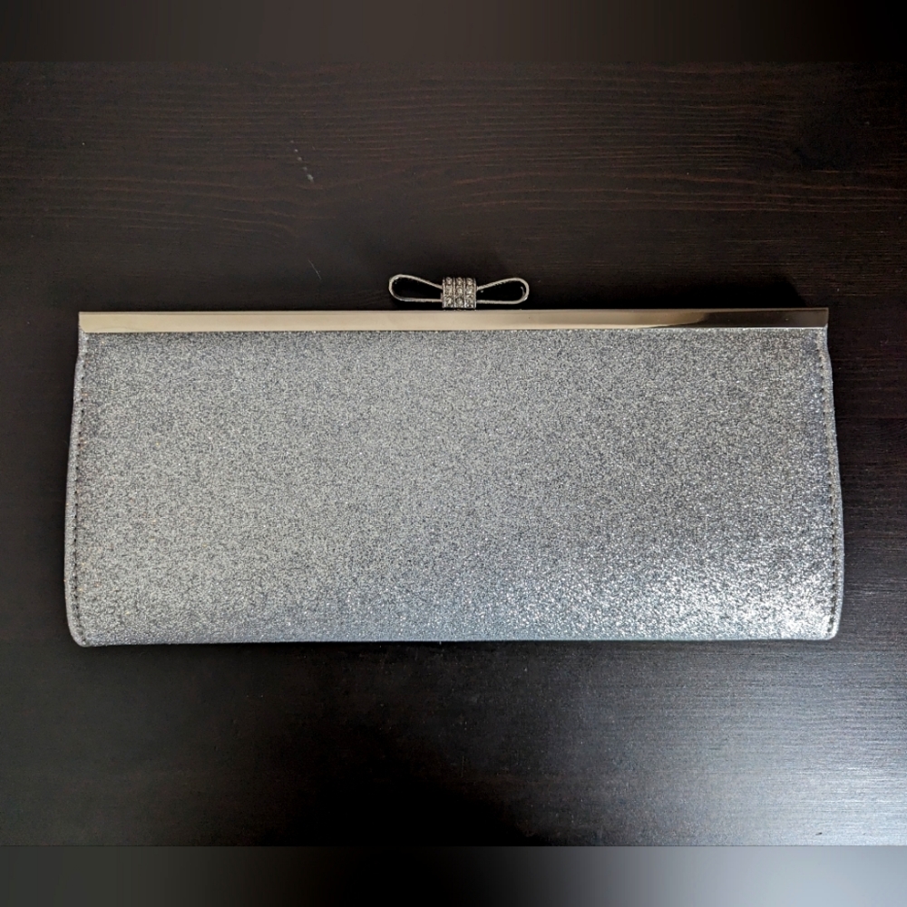 Silver Glitter Clutch Bag
